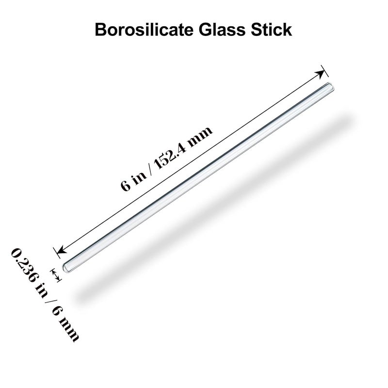 LIFEHIM 15 Pack Glass Stirring Rods: Diameter 6mm Length 6 inch Glass Stir Sticks, Borosilicate Glass Stirring Rod for Mixing Lab - Image 2